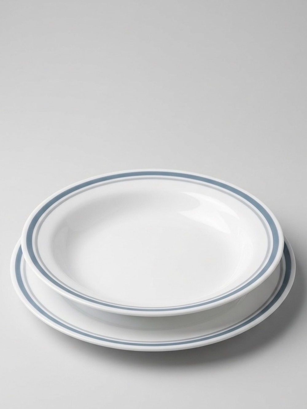 Corelle Slate 8.5" Rim Soup Bowl & Salad Plate 2 Sets Vintage 80s Blue Gray Band